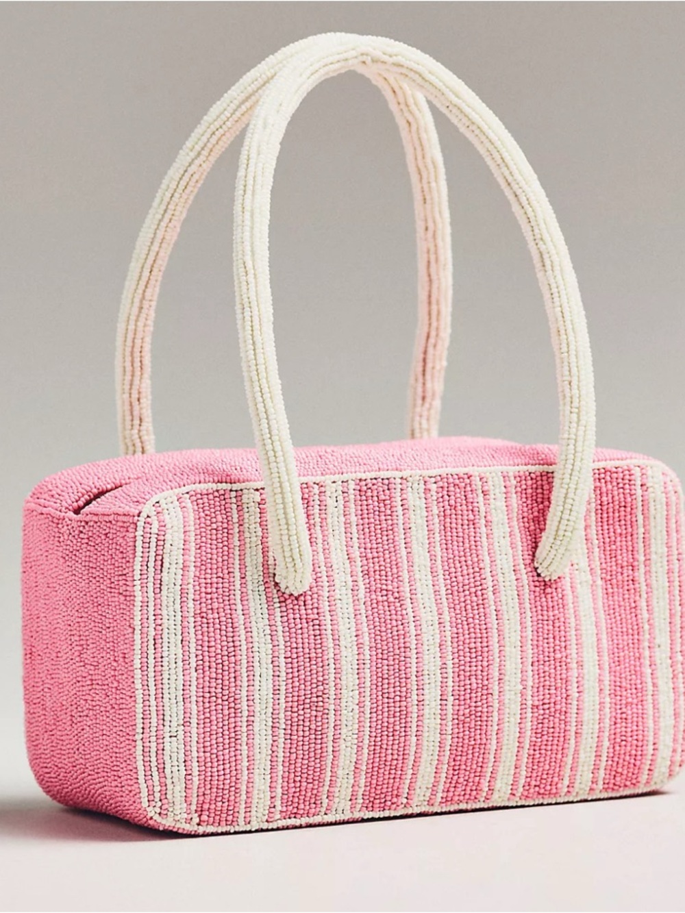 NWT Anthropologie Box-Shaped Bag Pink Stripe - Picture 2 of 6